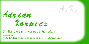 adrian korpics business card